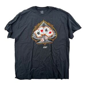 C Port Shirt Mens 2XL Reno Cards Aces Dice Lucky Cotton Black Las Vegas Gamble